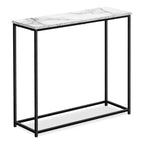 Alma 31.5 Modern Sofa Table - Marble Look with Black Metal Frame