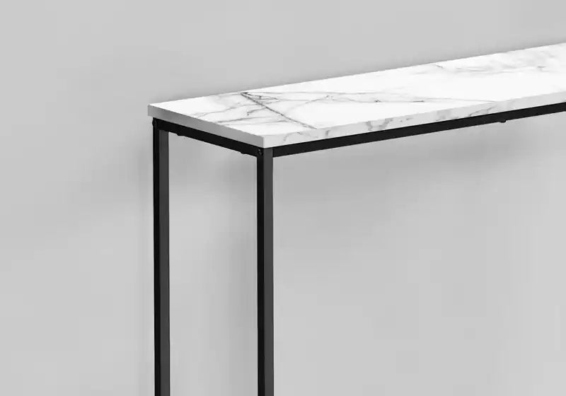 Table de salon moderne de 31,5 po – Aspect marbre avec cadre en métal noir