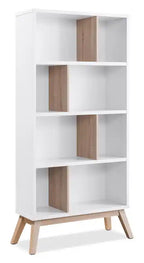 Bremen 32.75 Bookcase With 4 Staggered Shelves - White and Light Brown