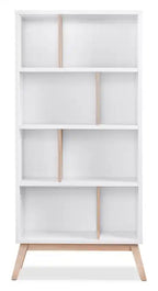 32,75 Bibliothèque avec 4 étagères décalées - Blanc et marron clair