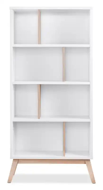 32,75 Bibliothèque avec 4 étagères décalées - Blanc et marron clair