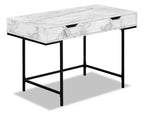 Butler 47.25 Office Desk with 2-Drawers - White Marble Look