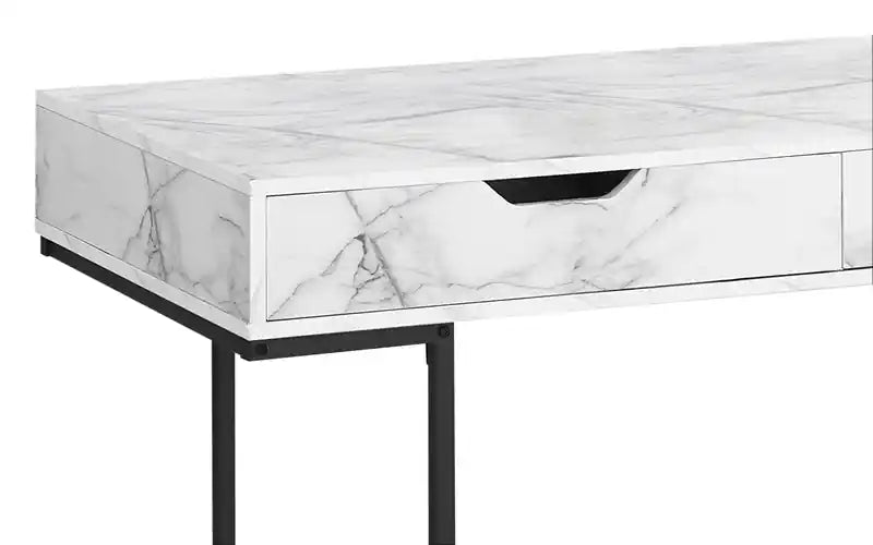 Bureau de 47,25 po avec 2 tiroirs - Fini marbre blanc