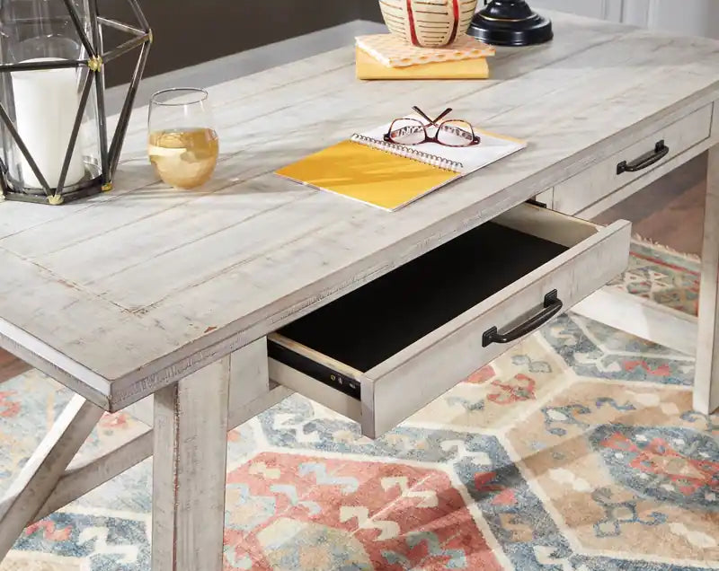60.13 Bureau avec 2 tiroirs - Blanc délavé