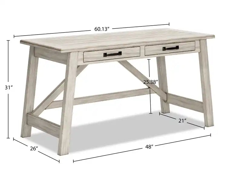 60.13 Bureau avec 2 tiroirs - Blanc délavé
