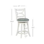 Tabouret de comptoir en similicuir - crème et bleu
