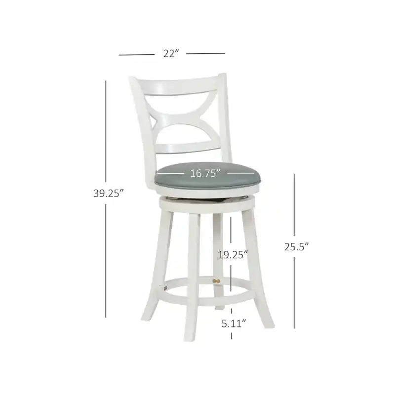 Tabouret de comptoir en similicuir - crème et bleu