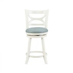 Tabouret de comptoir en similicuir - crème et bleu