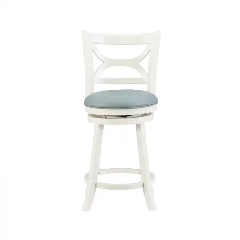 Tabouret de comptoir en similicuir - crème et bleu