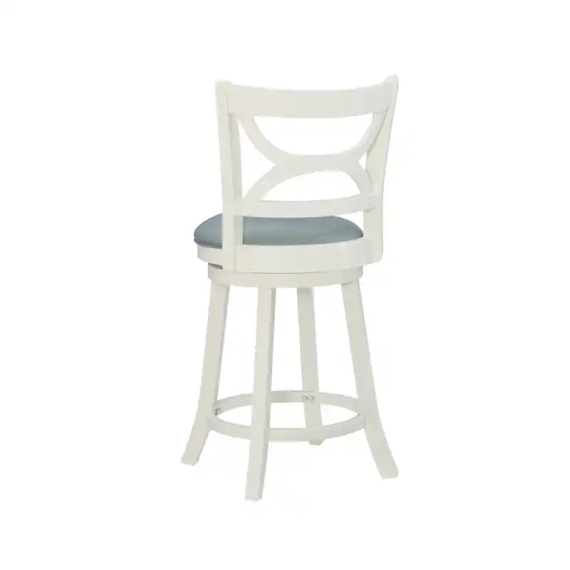 Tabouret de comptoir en similicuir - crème et bleu