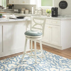 Tabouret de comptoir en similicuir - crème et bleu