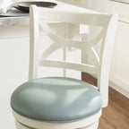 Tabouret de comptoir en similicuir - crème et bleu