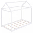 Susan Easy-clean Design Solid Wood House Bed With Roof Frame, Twin Size