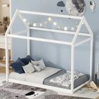 Lit cabane en bois massif, design facile à nettoyer, avec cadre de toit, taille double