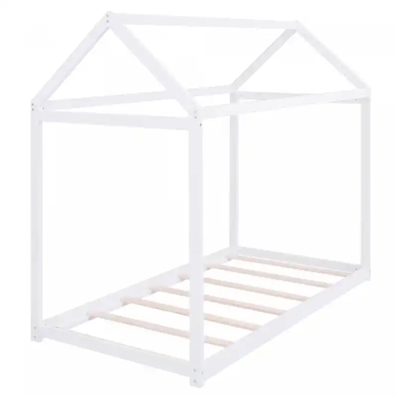 Lit cabane en bois massif, design facile à nettoyer, avec cadre de toit, taille double