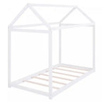 Lit cabane en bois massif, design facile à nettoyer, avec cadre de toit, taille double