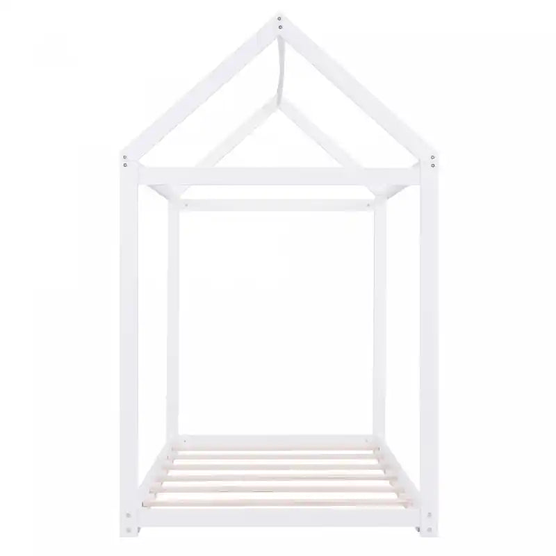 Lit cabane en bois massif, design facile à nettoyer, avec cadre de toit, taille double