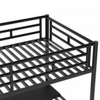 Lit mezzanine double Cherry en métal, peu encombrant, avec bureau et lumière LED