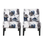 Oliver Linen-look Fabric Accent Chair Set Of 2 With Rubberwood Legs - Blue, Multicolour