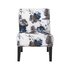 Fauteuil d'appoint en tissu aspect lin avec pieds en hévéa - Bleu, multicolore - Lot de 2
