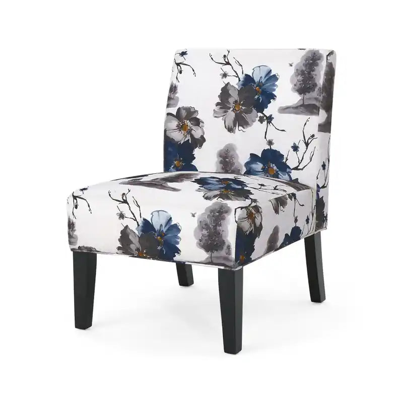 Fauteuil d'appoint en tissu aspect lin avec pieds en hévéa - Bleu, multicolore - Lot de 2