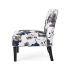Fauteuil d'appoint en tissu aspect lin avec pieds en hévéa - Bleu, multicolore - Lot de 2
