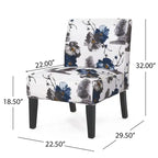 Fauteuil d'appoint en tissu aspect lin avec pieds en hévéa - Bleu, multicolore - Lot de 2