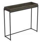40 Modern Console Table With Sunkey Tray - Dark Grey With Black Metal