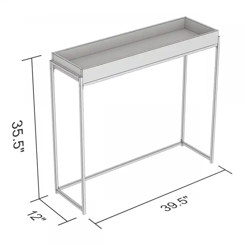 Console moderne de 40 po avec plateau - Gris foncé avec métal noir