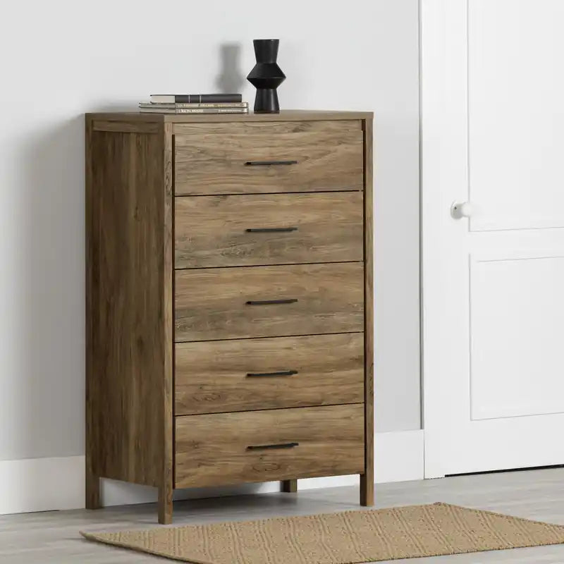 Commode 5 tiroirs - Mangue naturelle
