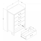 Commode 5 tiroirs - Mangue naturelle