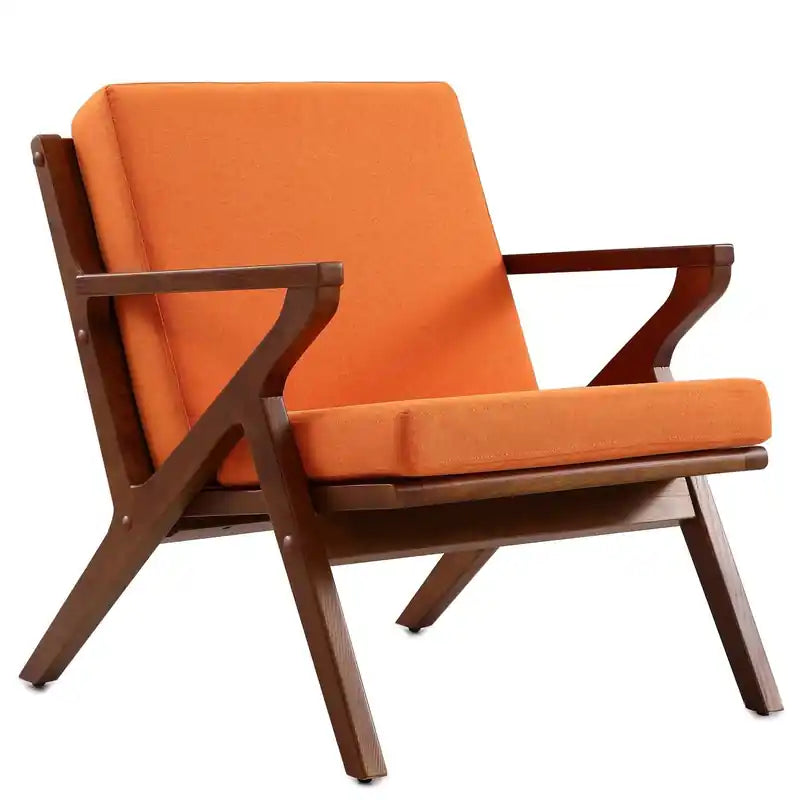 Manhattan Comfort Martelle Twill Weave Accent Chair - Orange & Amber