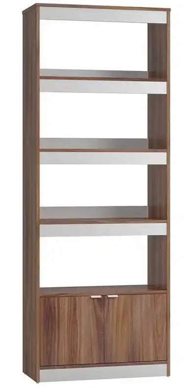 Bibliothèque Moderne du Milieu du Siècle à 5 Étagères - Blanc et Marron