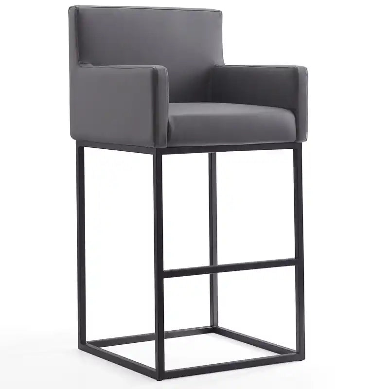 Manhattan Comfort Ambassador 42 Metal Barstool - Grey & Black
