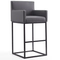 Manhattan Comfort Ambassador 42 Metal Barstool - Grey & Black