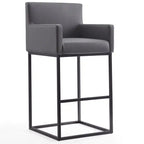 Manhattan Comfort Ambassador 42 Metal Barstool - Grey & Black