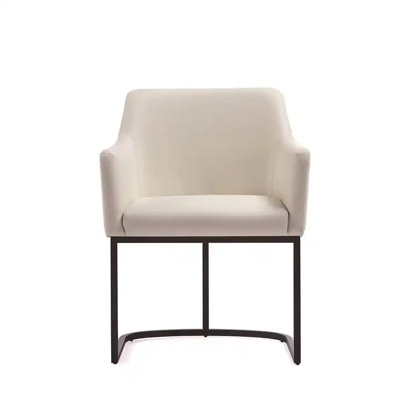Chaise de salle à manger moderne en similicuir rembourré avec pieds en acier