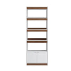 Bibliothèque Moderne du Milieu du Siècle à 5 Étagères - Blanc et Marron