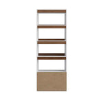 Bibliothèque Moderne du Milieu du Siècle à 5 Étagères - Blanc et Marron