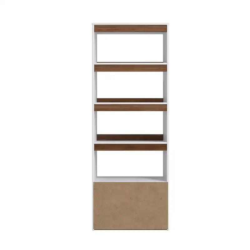Bibliothèque Moderne du Milieu du Siècle à 5 Étagères - Blanc et Marron