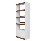 Bibliothèque Moderne du Milieu du Siècle à 5 Étagères - Blanc et Marron