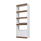Bibliothèque Moderne du Milieu du Siècle à 5 Étagères - Blanc et Marron