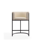 Tabouret de bar à hauteur de comptoir en métal de 33,8 po - Crème et Noir