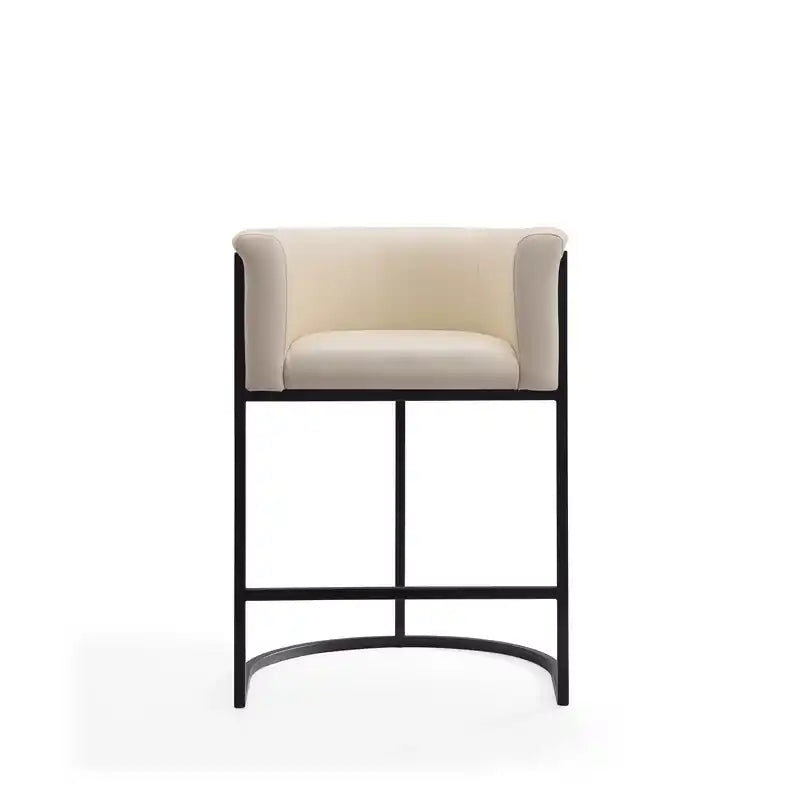 Tabouret de bar à hauteur de comptoir en métal de 33,8 po - Crème et Noir