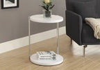 Table d'appoint en métal chromé et blanc lustré