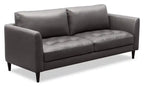 Canapé 3 places en tissu aspect cuir avec coussins d'assise capitonnés