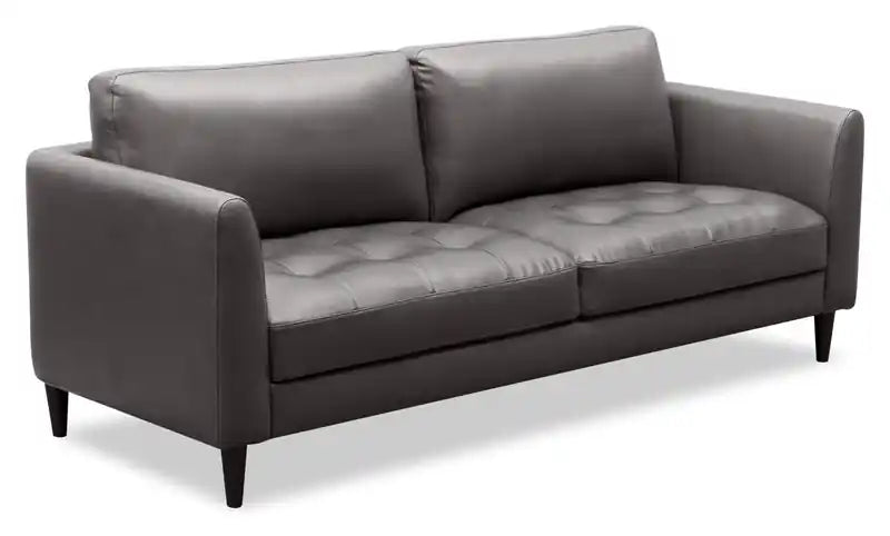Canapé 3 places en tissu aspect cuir avec coussins d'assise capitonnés