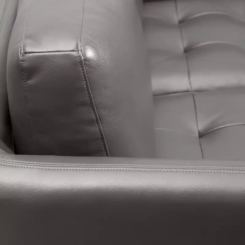 Canapé 3 places en tissu aspect cuir avec coussins d'assise capitonnés
