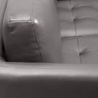 Canapé 3 places en tissu aspect cuir avec coussins d'assise capitonnés
