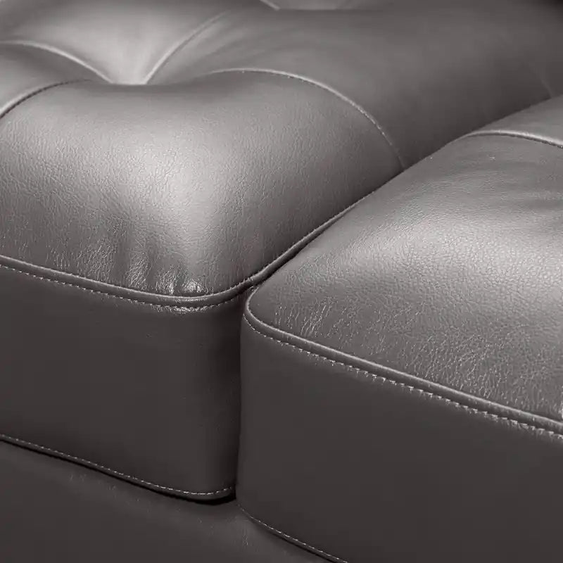 Canapé 3 places en tissu aspect cuir avec coussins d'assise capitonnés